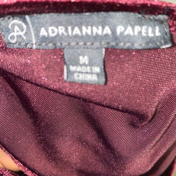 Adrianna Papell Burgundy Velour Long Sleeve Bow Cut Out Back Blouse Size Medium - Picture 7 of 8